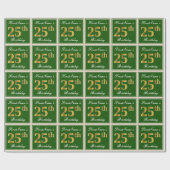 Elegant, groen, Faux Gold 25th Birthday + naam Cadeaupapier (Vlak)