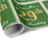 Elegant, groen, Faux Gold 29th Birthday + naam Cadeaupapier (Rol Hoek)