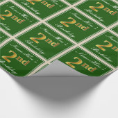 Elegant, groen, Faux Gold 2e verjaardag + naam Cadeaupapier (Hoek)