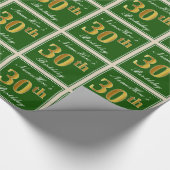 Elegant, groen, Faux Gold 30th Birthday + naam Cadeaupapier (Hoek)