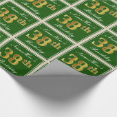 Elegant, groen, Faux Gold 38th Birthday + naam Cadeaupapier (Hoek)