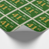 Elegant, groen, Faux Gold 41st Birthday + naam Cadeaupapier (Hoek)