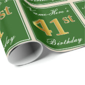 Elegant, groen, Faux Gold 41st Birthday + naam Cadeaupapier (Rol Hoek)