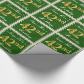 Elegant, groen, Faux Gold 42e verjaardag + naam Cadeaupapier (Hoek)
