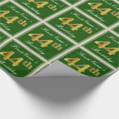 Elegant, groen, Faux Gold 44th Birthday + naam Cadeaupapier (Hoek)