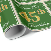 Elegant, groen, Faux Gold 45th Birthday + naam Cadeaupapier (Rol Hoek)