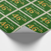 Elegant, groen, Faux Gold 46th Birthday + naam Cadeaupapier (Hoek)