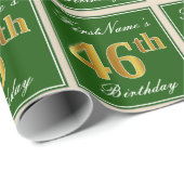 Elegant, groen, Faux Gold 46th Birthday + naam Cadeaupapier (Rol Hoek)