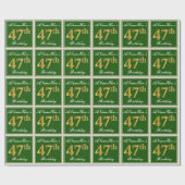 Elegant, groen, Faux Gold 47th Birthday + naam Cadeaupapier (Vlak)