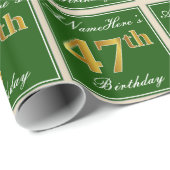 Elegant, groen, Faux Gold 47th Birthday + naam Cadeaupapier (Rol Hoek)