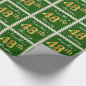 Elegant, groen, Faux Gold 48th Birthday + naam Cadeaupapier (Hoek)