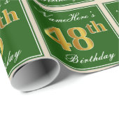 Elegant, groen, Faux Gold 48th Birthday + naam Cadeaupapier (Rol Hoek)