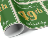 Elegant, groen, Faux Gold 49th Birthday + naam Cadeaupapier (Rol Hoek)