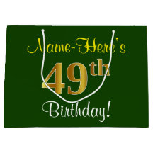 Elegant, groen, Faux Gold 49th Birthday + naam