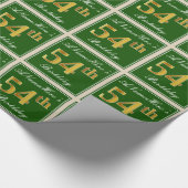 Elegant, groen, Faux Gold 54th Birthday + naam Cadeaupapier (Hoek)