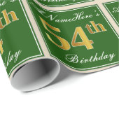 Elegant, groen, Faux Gold 54th Birthday + naam Cadeaupapier (Rol Hoek)