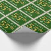 Elegant, groen, Faux Gold 55th Birthday + naam Cadeaupapier (Hoek)