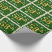 Elegant, groen, Faux Gold 58th Birthday + naam Cadeaupapier (Hoek)