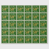 Elegant, groen, Faux Gold 58th Birthday + naam Cadeaupapier (Vlak)