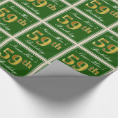 Elegant, groen, Faux Gold 59th Birthday + naam Cadeaupapier (Hoek)