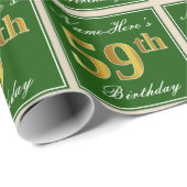 Elegant, groen, Faux Gold 59th Birthday + naam Cadeaupapier (Rol Hoek)