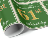 Elegant, groen, Faux Gold 61st Birthday + naam Cadeaupapier (Rol Hoek)