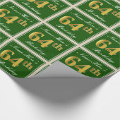 Elegant, groen, Faux Gold 64th Birthday + naam Cadeaupapier (Hoek)