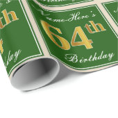 Elegant, groen, Faux Gold 64th Birthday + naam Cadeaupapier (Rol Hoek)
