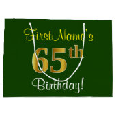 Elegant, groen, Faux Gold 65th Birthday + naam Large Cadeautasje (Achterkant)