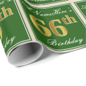 Elegant, groen, Faux Gold 66th Birthday + naam Cadeaupapier (Rol Hoek)
