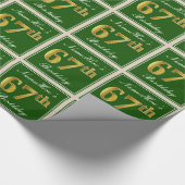 Elegant, groen, Faux Gold 67th Birthday + naam Cadeaupapier (Hoek)