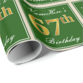 Elegant, groen, Faux Gold 67th Birthday + naam Cadeaupapier (Rol Hoek)