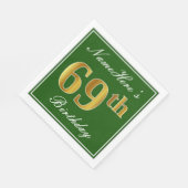 Elegant Groen, Faux Gold 69e verjaardag + Naam Servetten (Hoek)