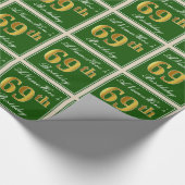 Elegant, groen, Faux Gold 69th Birthday + naam Cadeaupapier (Hoek)