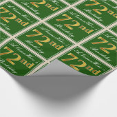Elegant, groen, Faux Gold 72e verjaardag + naam Cadeaupapier (Hoek)