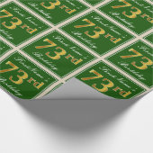 Elegant, groen, Faux Gold 73rd Birthday + naam Cadeaupapier (Hoek)