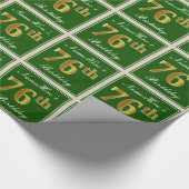 Elegant, groen, Faux Gold 76th Birthday + naam Cadeaupapier (Hoek)