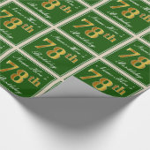 Elegant, groen, Faux Gold 78th Birthday + naam Cadeaupapier (Hoek)
