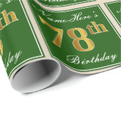 Elegant, groen, Faux Gold 78th Birthday + naam Cadeaupapier (Rol Hoek)