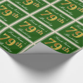 Elegant, groen, Faux Gold 79th Birthday + naam Cadeaupapier (Hoek)