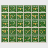 Elegant, groen, Faux Gold 79th Birthday + naam Cadeaupapier (Vlak)
