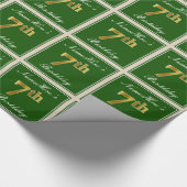 Elegant, groen, Faux Gold 7th Birthday + naam Cadeaupapier (Hoek)
