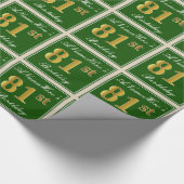 Elegant, groen, Faux Gold 81st Birthday + naam Cadeaupapier (Hoek)