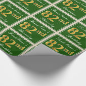 Elegant, groen, Faux Gold 82e verjaardag + naam Cadeaupapier (Hoek)