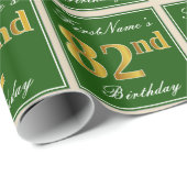 Elegant, groen, Faux Gold 82e verjaardag + naam Cadeaupapier (Rol Hoek)