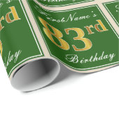 Elegant, groen, Faux Gold 83rd Birthday + naam Cadeaupapier (Rol Hoek)
