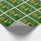 Elegant, groen, Faux Gold 84th Birthday + naam Cadeaupapier (Hoek)