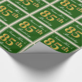 Elegant, groen, Faux Gold 85th Birthday + naam Cadeaupapier (Hoek)