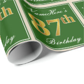 Elegant, groen, Faux Gold 87th Birthday + naam Cadeaupapier (Rol Hoek)