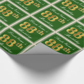 Elegant, groen, Faux Gold 88th Birthday + naam Cadeaupapier (Hoek)